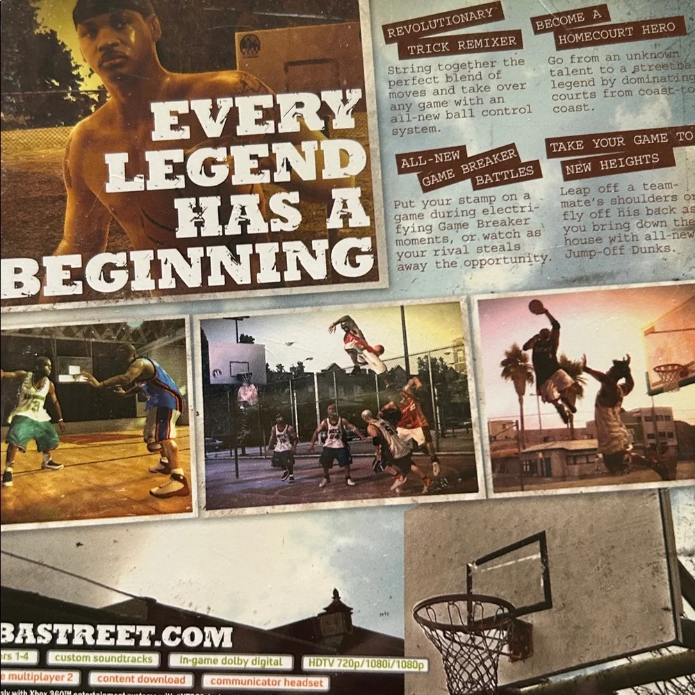 X-Box 360 NBA Street: Homecourt 2007 Arcade-Style 3 On 3 Basketball Game Unused